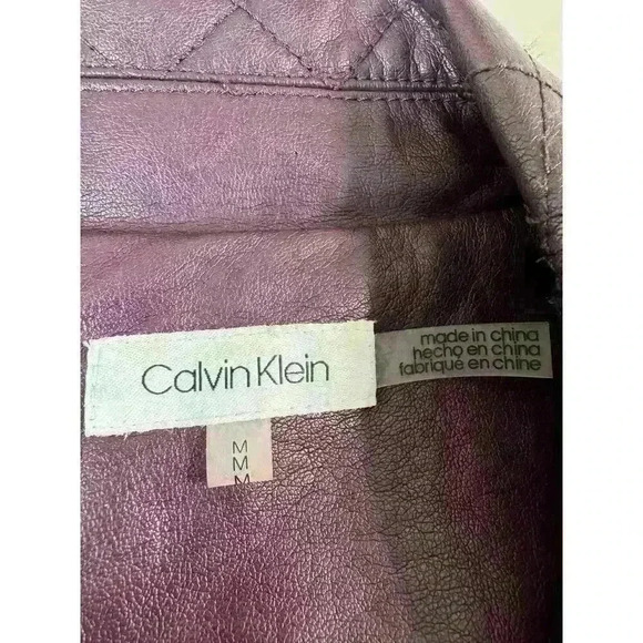 Calvin Klein Rich Purple Moto Jacket Gold Color Zippers Size Small - Picture 6 of 11